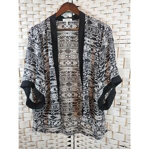 Monteau Los Angeles Womens Kimono Top Geometric Print Sz M Boho Casual Comfort